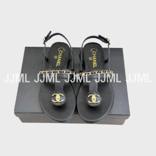 샤넬 체인 플리플랍 샌들 블랙