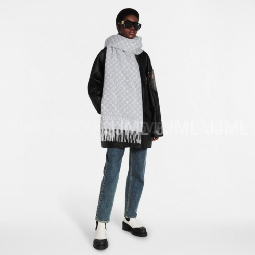 루이비통 게임 온 스카프 캐시미어 머플러 그레이