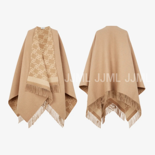 펜디 칼 FXX715 AHRF F0QU5 여자 양면 울 캐시미어 케이프/판초