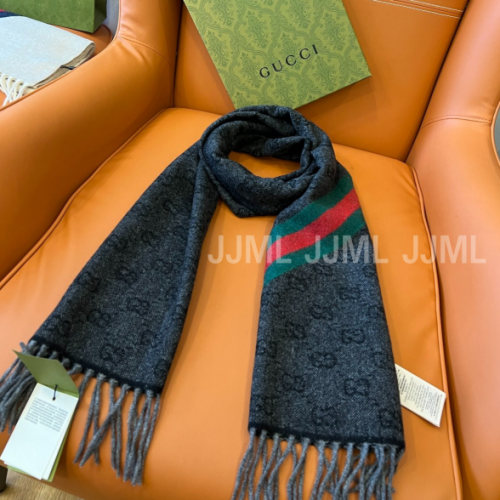 구찌 GG 뉴 니키 웹 울 스카프 블랙