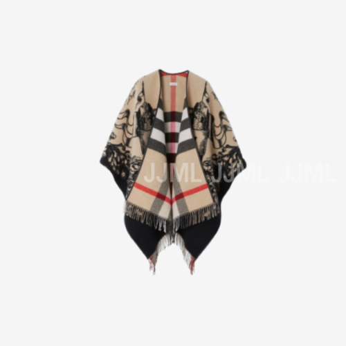 버버리 리버시블 EKD 체크 울 케이프 (아카이브 베이지)