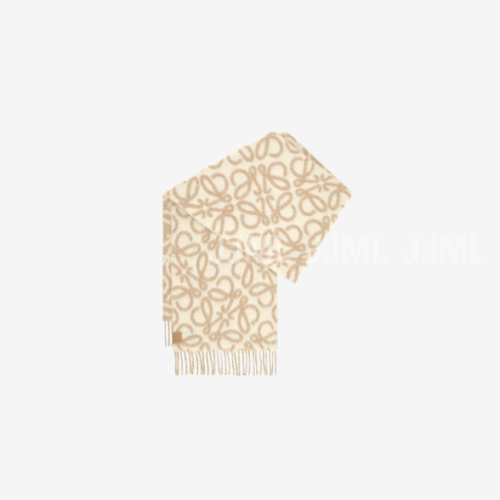 로에베 애너그램 스카프 - 알파카 & 울 베이지/화이트