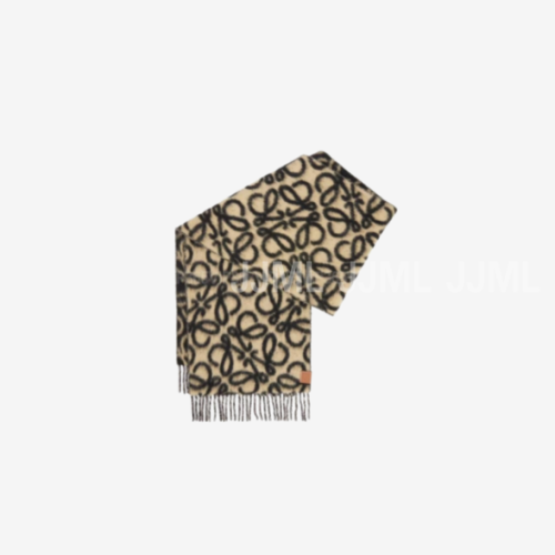 로에베 애너그램 스카프 - 알파카 & 울 베이지/블랙