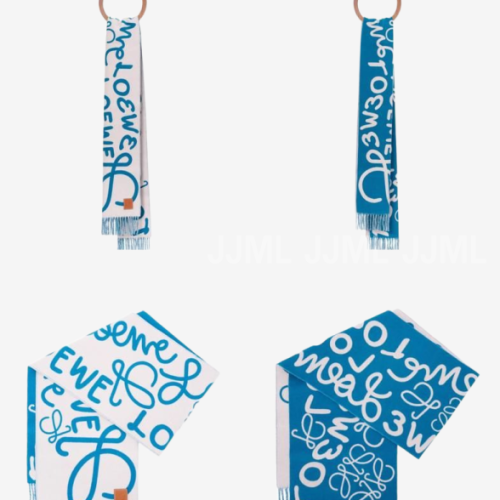 로에베 스카프 인 울 앤 캐시미어 핑크/블루