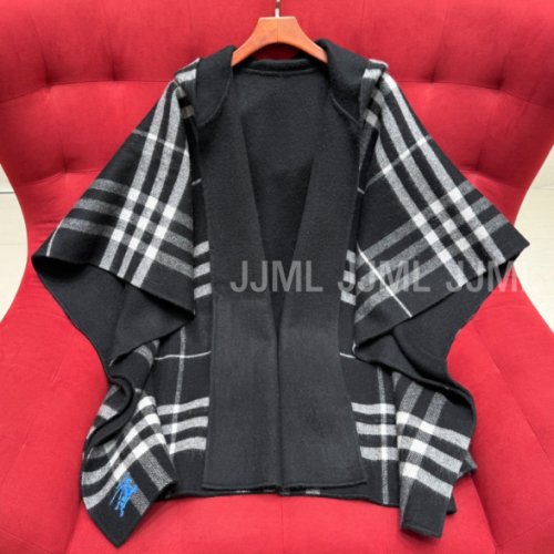 버버리 블루 로고 체크 숄 블랙