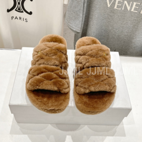 셀린느 투 스트랩 퍼 슬라이드 브라운