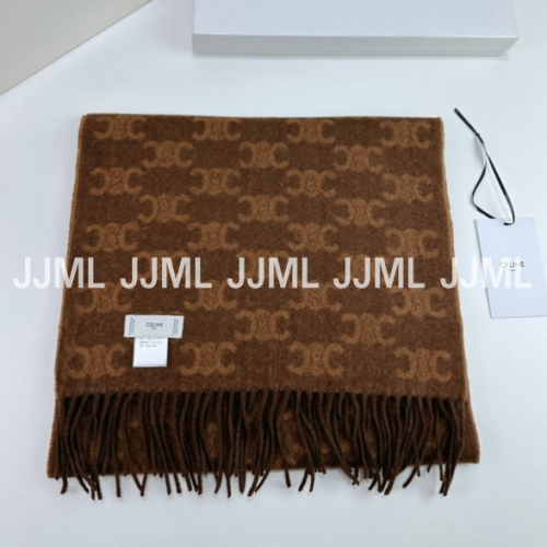 셀린느 로고 패턴 머플러 브라운