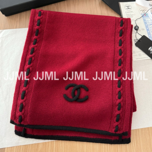 샤넬 엠브로더이 머플러 레드