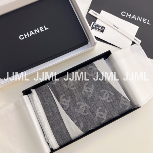 샤넬 스카프 머플러 그레이