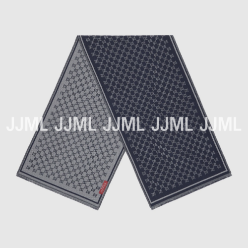 구찌 투톤 머플러 네이비