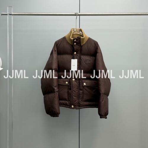 셀린느 니트넥 패딩 브라운