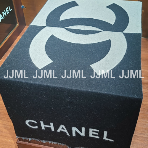 샤넬 로고 프린지 숄 챠콜