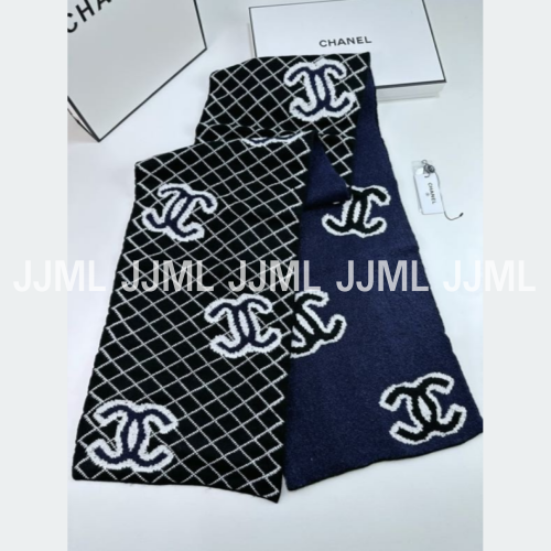 샤넬 다이아몬트로고 패턴 머플러 네이비