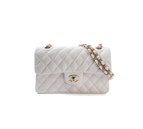 샤넬 클래식 플랩백 그레인드 카프스킨 화이트