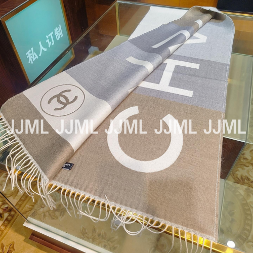 샤넬 멀티 컬러 머플러 베이지