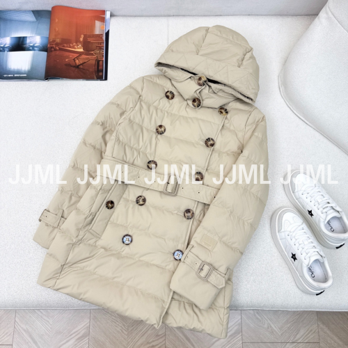 버버리 디테쳐블 미들 패딩 베이지