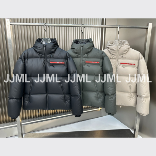 프라다 로고 무광 후드 패딩 3컬러