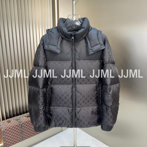 루이비통 모노그램 패턴 배색 패딩 블랙