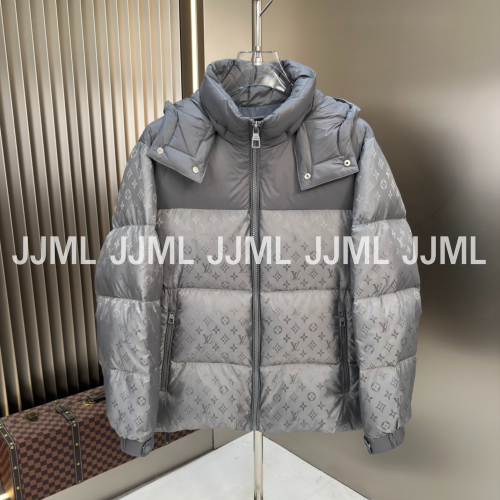 루이비통 모노그램 패턴 배색 패딩 그레이