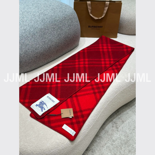 버버리 울 머플러 레드