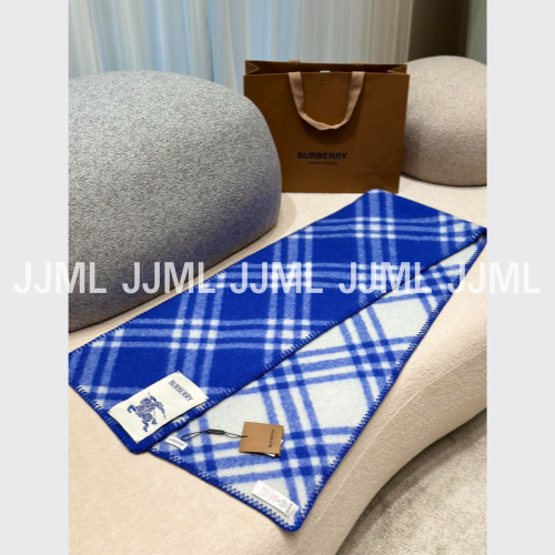 버버리 울 머플러 네이비