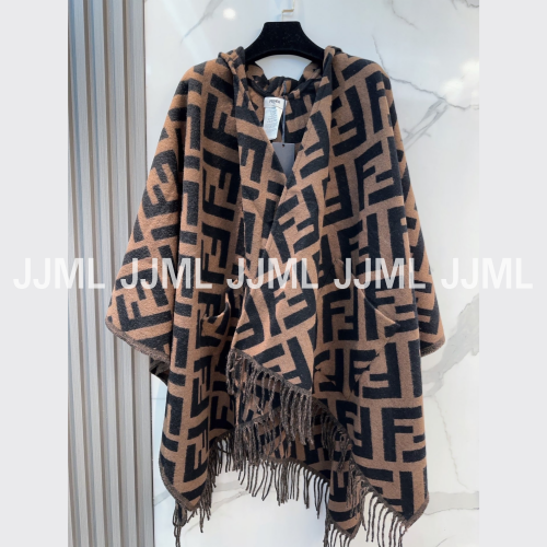 펜디 프린지 숄 머플러 브라운