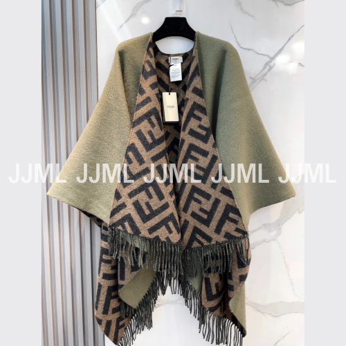 펜디 리버서블 숄 머플러 카키