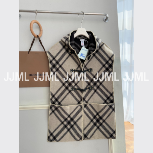 버버리 체크 후드 머플러 아이보리