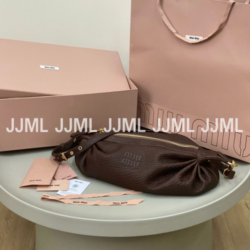 미우미우 나파 레더 몽크백 브라운