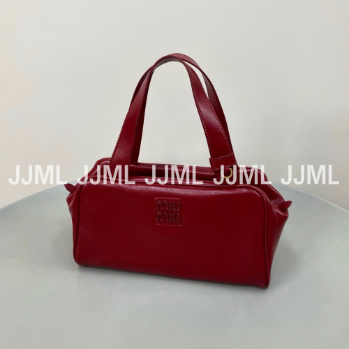 미우미우 가죽 탑 핸들 백 레드 5BB182