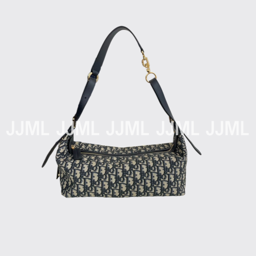 디올 디저니 미디엄백 블루 오블리크 자카드