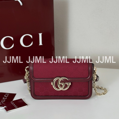 구찌 고 스몰 숄더백 캔버스 자카드 레드