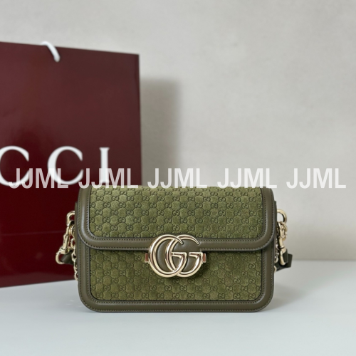 구찌 고 스몰 숄더백 스웨이드 그린