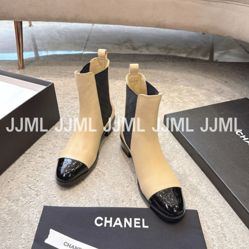 샤넬 첼시 미들 부츠 베이지