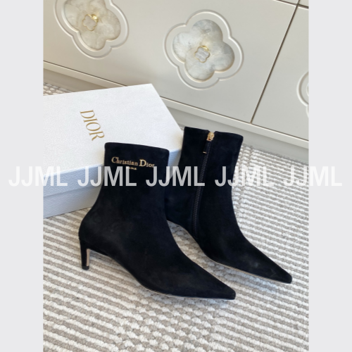 디올 힐 앵클 부츠 블랙 스웨이드 고트스킨