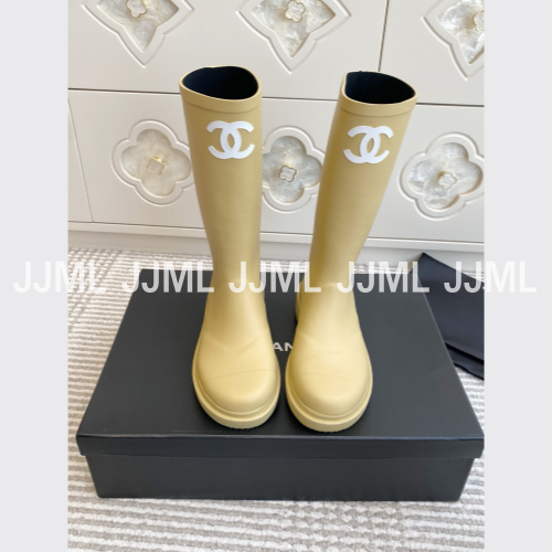 샤넬 CC 로고 레인부츠 옐로우