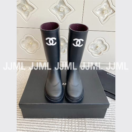 샤넬 CC 로고 레인부츠 블랙