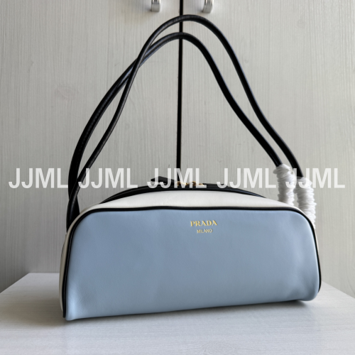 프라다 스윙 스무스 레더 숄더백 셀레스트 블랙 헤이즐넛
