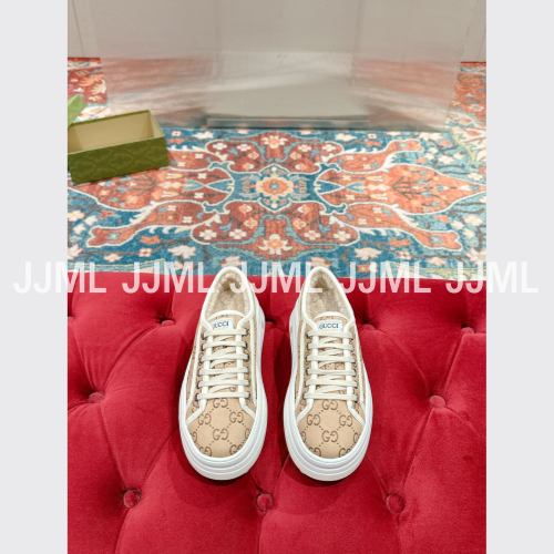 구찌 GG 테니스 1977 플랫폼 스니커즈 베이지