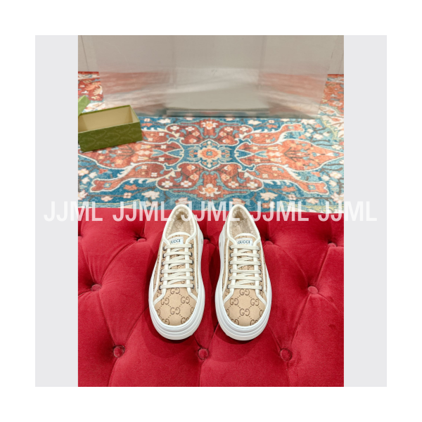 구찌 GG 테니스 1977 플랫폼 스니커즈 베이지