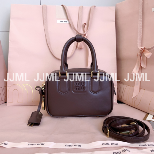 미우미우 아르카디 레더백 브라운 5BB123