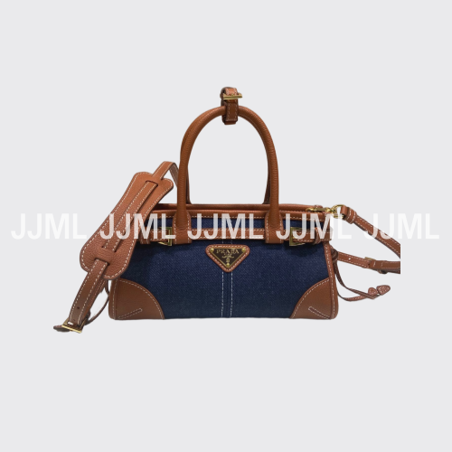 프라다 보니 토트백 데님 브라운 1BA486