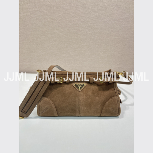 프라다 보니 숄더백 스웨이드 브라운 1BA215