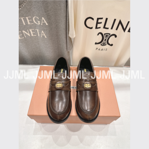 미우미우 페니 로퍼 레더 빈티지 브라운