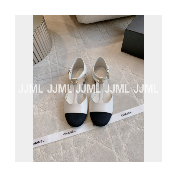 샤넬 투톤 앵클 메리제인 슈즈 화이트