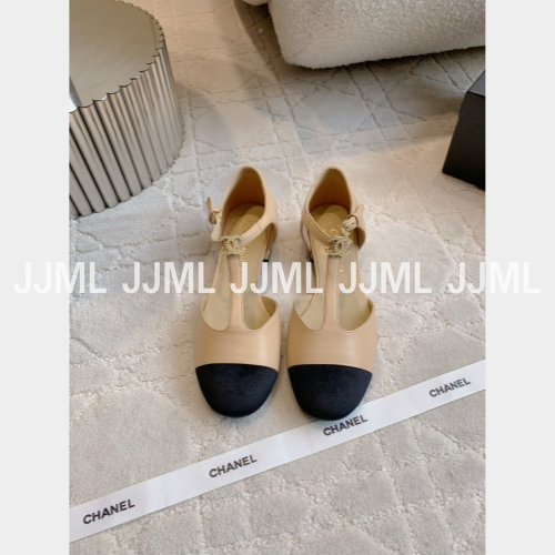 샤넬 투톤 앵클 메리제인 슈즈 베이지