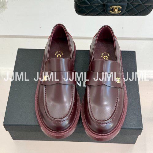 샤넬 CC로고 모카슈즈 버건디