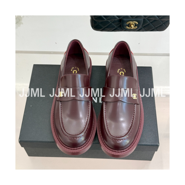 샤넬 CC로고 모카슈즈 버건디