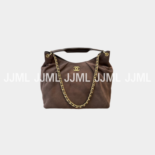 샤넬 26C 맥시 호보백 스웨이드 다크브라운