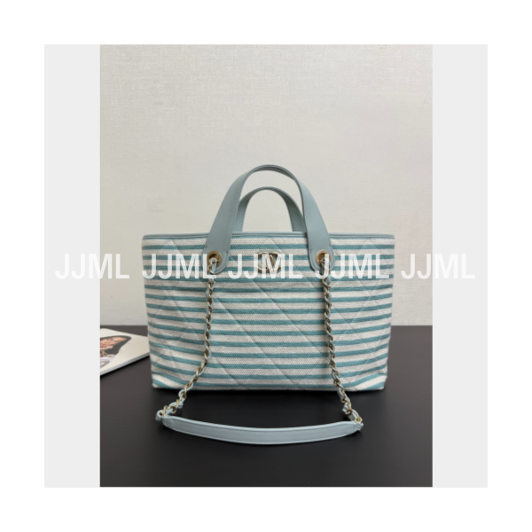 샤넬 도빌 쇼핑백 캔버스 블루